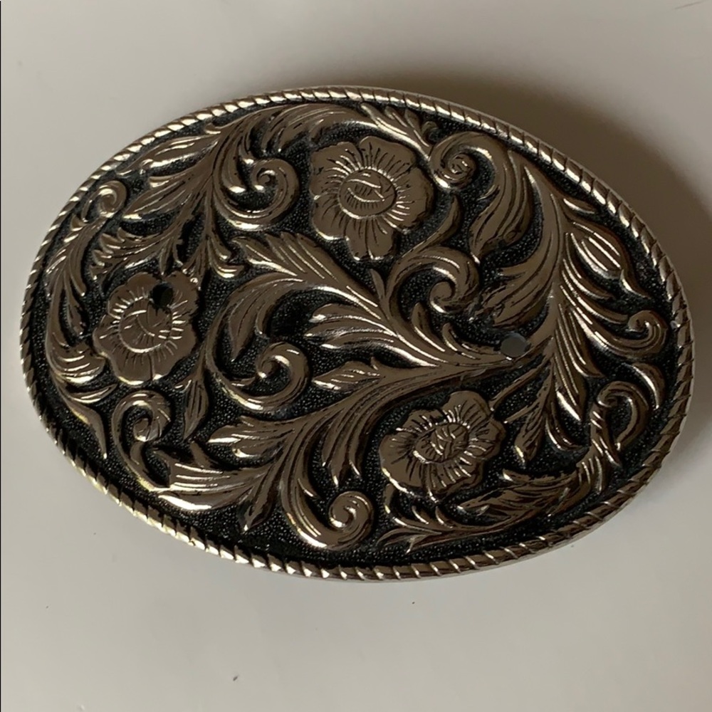 Men’s Belt Buckle Silver with Filigree